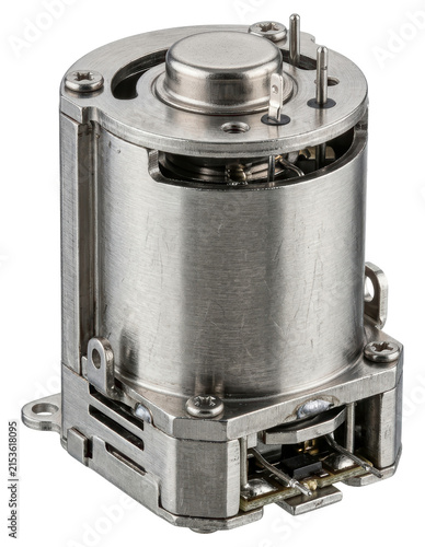 Industrial precision electric motor component part on a transparent background