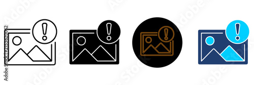 Four variations of an image error icon