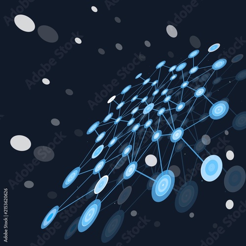Принти на полотні Futuristic 3D illustration of a complex data network
