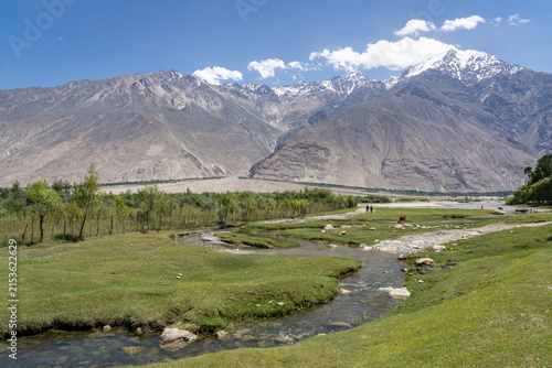 Rural mountain landscape view of Shigar valley in summer, Gilgit Baltistan, Pakistan