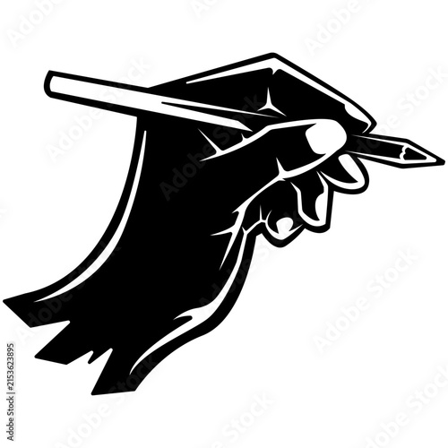 Hand Holding Pencil Drawing Illustration