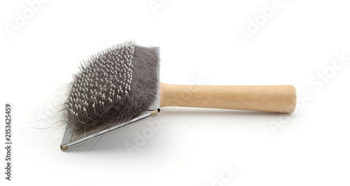 Old animal grooming comb isolated.