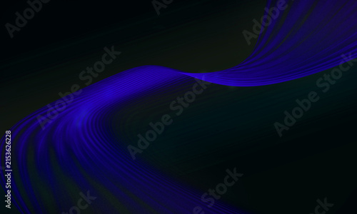Canvas Print Abstract blu neon wave lines on dark background vector illustration