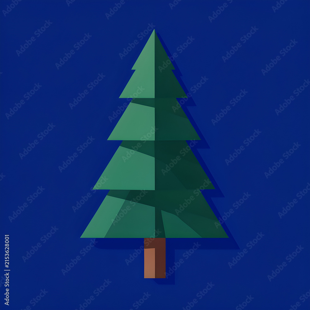 Fototapeta premium Stylized Flat Design Evergreen Pine Tree on Blue Background