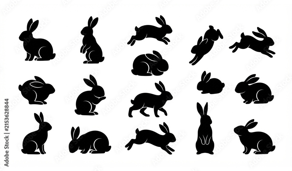 Obraz premium Untitled design - 3Collection of Easter Bunny Silhouettes in Various Poses