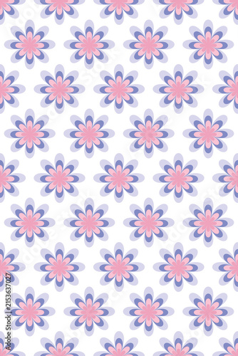 Pastel Pink Floral Seamless Vector Fabric Pattern with Purple Dot Flowers Berry Branches and Ribbon Bows