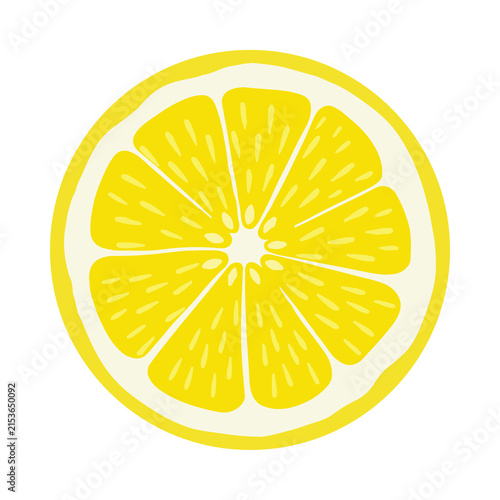 Quadro su tela Fresh lemon slice graphic isolated on white background featuring vibrant yellow citrus pulp segments for culinary food menu design or healthy nutrition beverage illustration and refreshing summer
