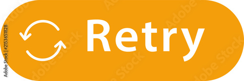 Retry Button with Circular Arrow Icon and Orange Rounded UI Label, PNG, Isolated on Transparent Background