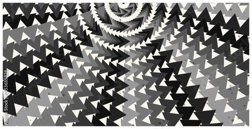 Фотография Monochrome geometric triangle pattern rotating in spiral design concept