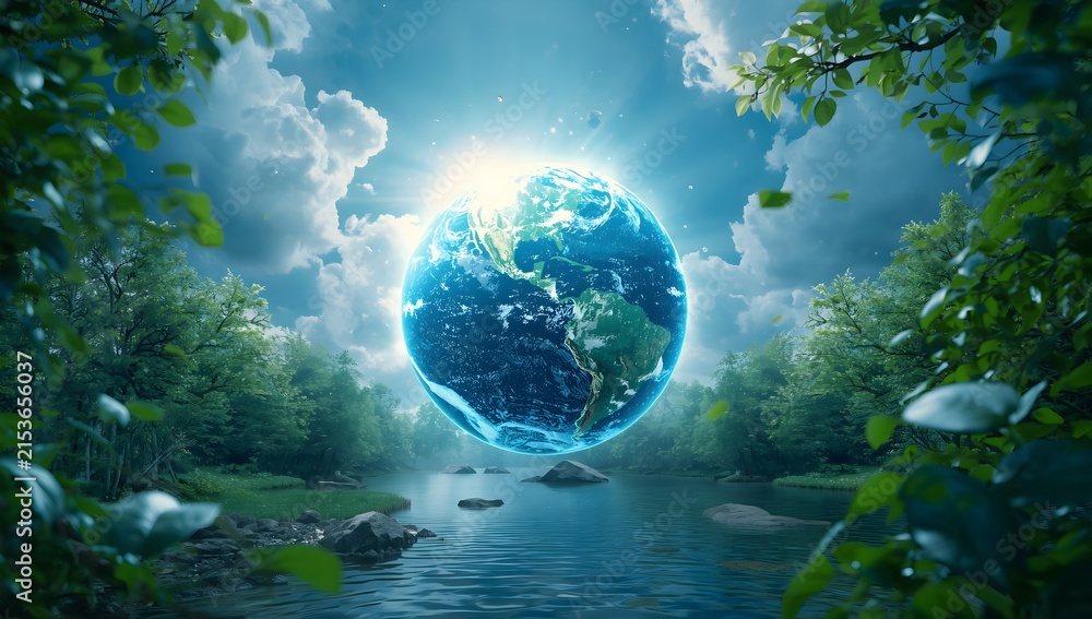 Obraz premium Global Ecology and Environmental Protection Concept with Forest and Earth