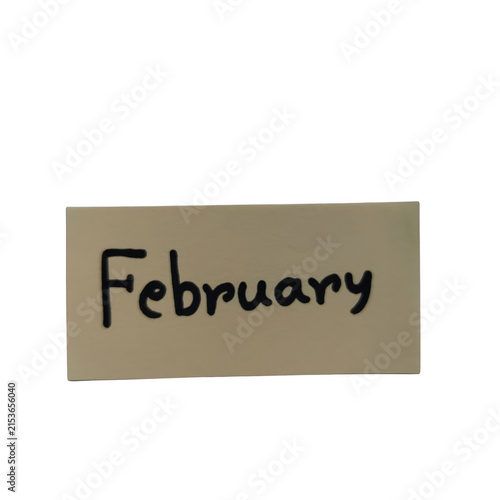 Quadro su tela Vintage paper sign with february written on it isolated on transparent backgroun