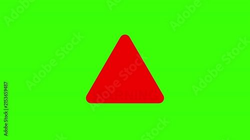 Green screen warning red critical alert icon animation with exclamation mark 4K