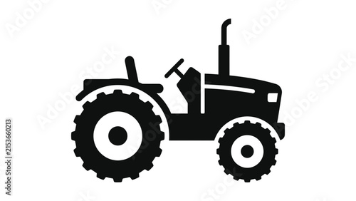 Farm Tractor Silhouette Vector Illustration