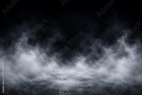 Dramatic Dark Black Smoke and Fog Abstract Background