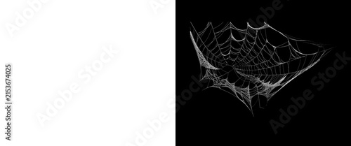 Canvastavla Spooky spiderweb on black background, creepy spider web texture, halloween desig