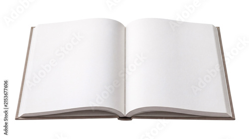 Canvastavla Open blank book with white pages and grey cover isolated on png transparent back