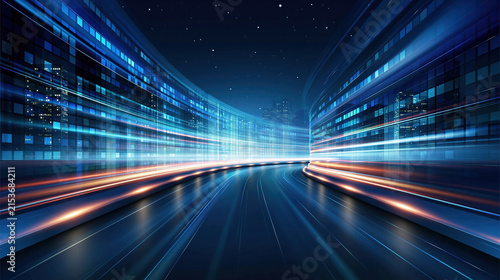 Digital abstract city road motion blur at night