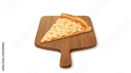 Delicious cheese pizza slice served on a rustic wooden pizza peel