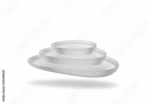 Stacked white ceramic plates isolated on white