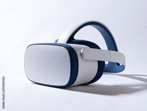 Modern Virtual Reality Headset on a Clean White Background.