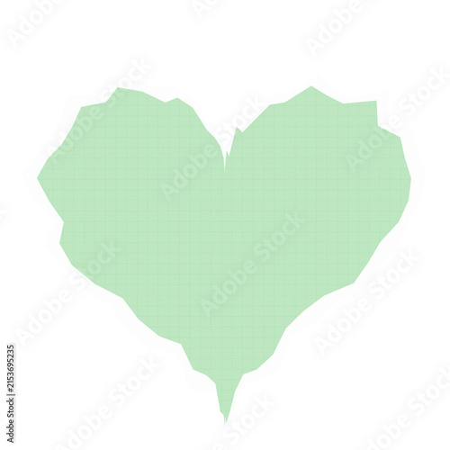 Torn Light Green Heart Paper Frame Isolated on White Background Vector Illustration