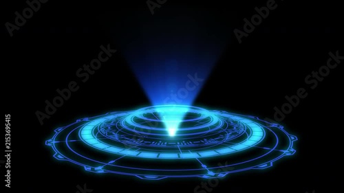 Futuristic blue sci-fi hologram circle interface with rotating hud elements, perfect for sci-fi, cyber, and advanced technology concepts. 4k video