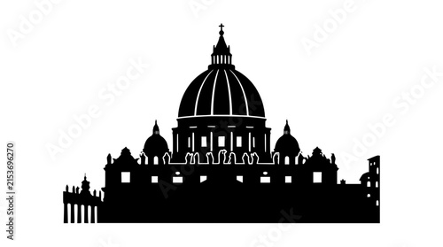St. Peter's Basilica Silhouette - Vatican City Landmark