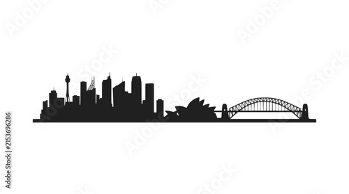 Sydney Skyline Silhouette - Opera House and Harbour Bridge