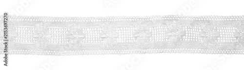 White lace trim ribbon on transparent background