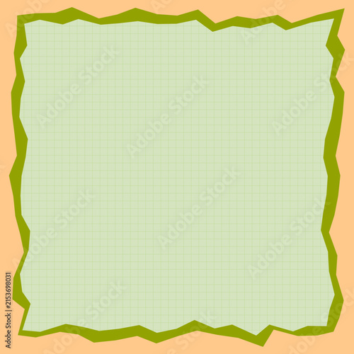 Torn Light Green Grid Paper Square Frame Abstract Vector Background