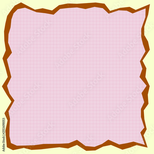 Torn Light Pink Grid Paper Square Frame Abstract Vector Background