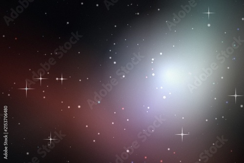 Foto A vast cosmic nebula background featuring vibrant glowing stars in the dark infi