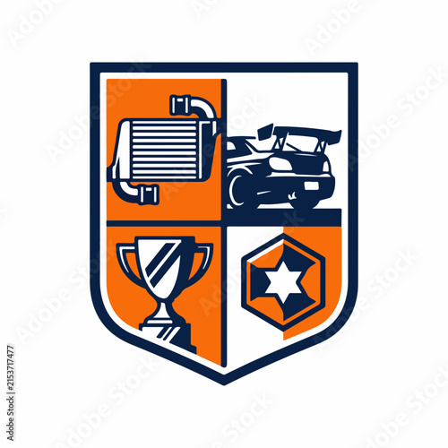 Automotive Racing Shield Emblem Design.