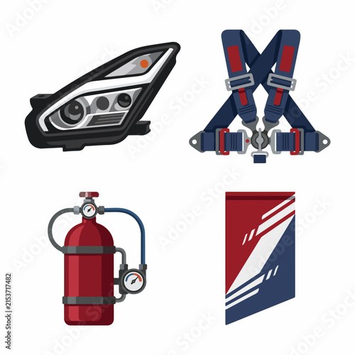 Automotive Safety Equipment and Accessories Set.