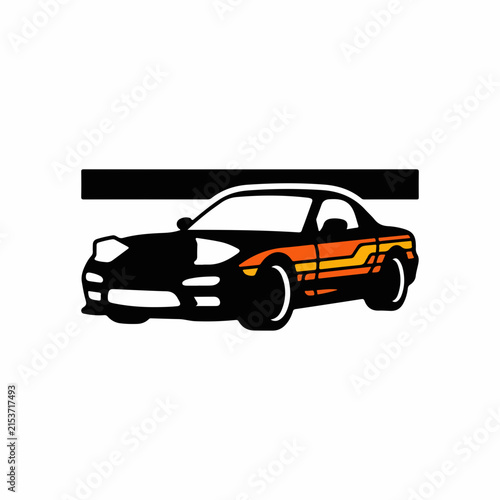 Black and Orange Sports Car Illustration.