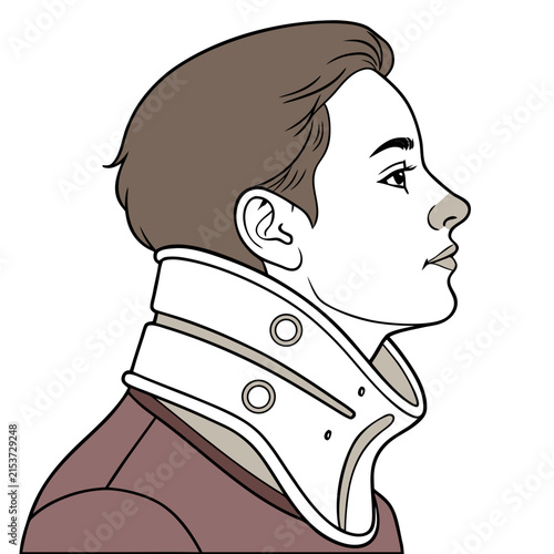 Foto Profile portrait of a young person wearing a medical neck brace