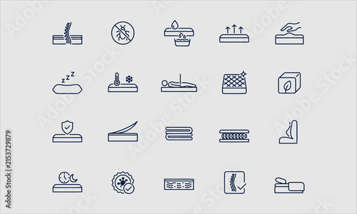 Photography Orthopedic mattress flat line icons