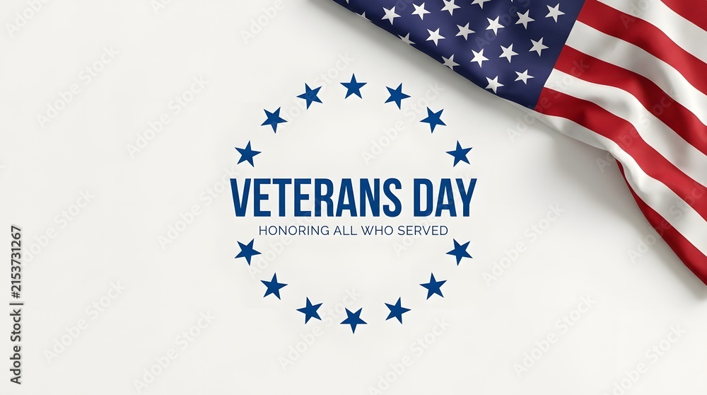 Obraz premium Red, white, and blue stars with veterans day text on flag background