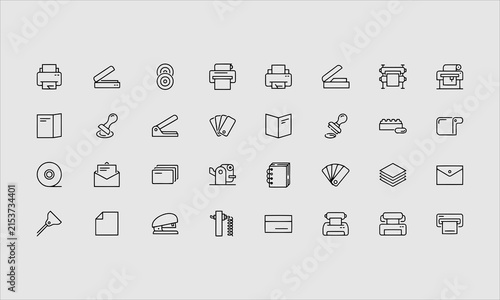 Obraz na płótnie Printing house flat line icons