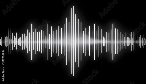 Foto Abstract Blue Sound Wave and Audio Equalizer Background with Digital Waveform, F