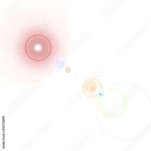 Soft Red Glowing Orb with Pastel Light Rings and Floating Particles. Abstract Dreamy Light Effect.