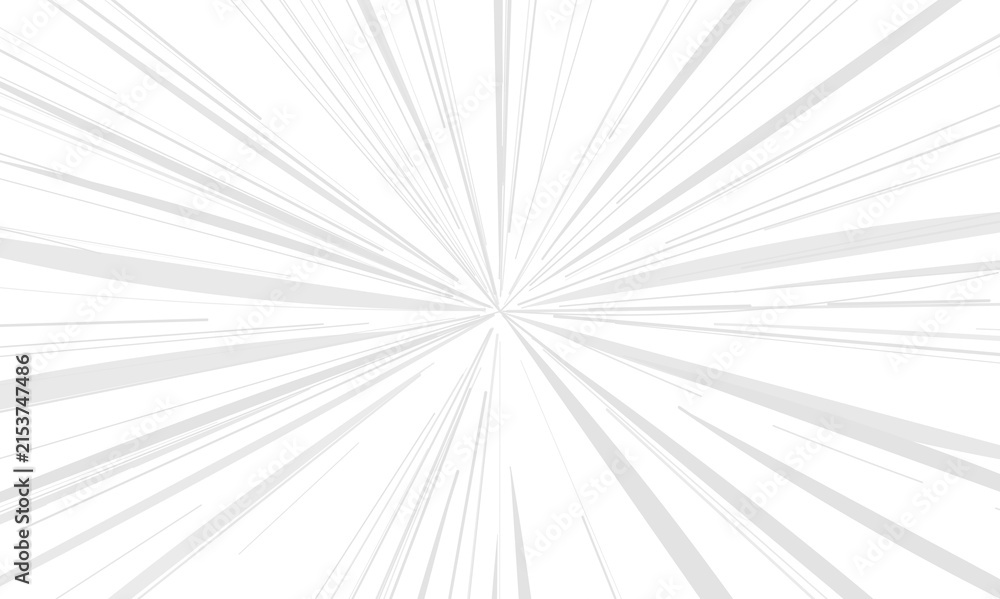 Naklejka premium Anime speed lines background with white motion rays zooming from center for action manga effects on transparent checker backdrop.
