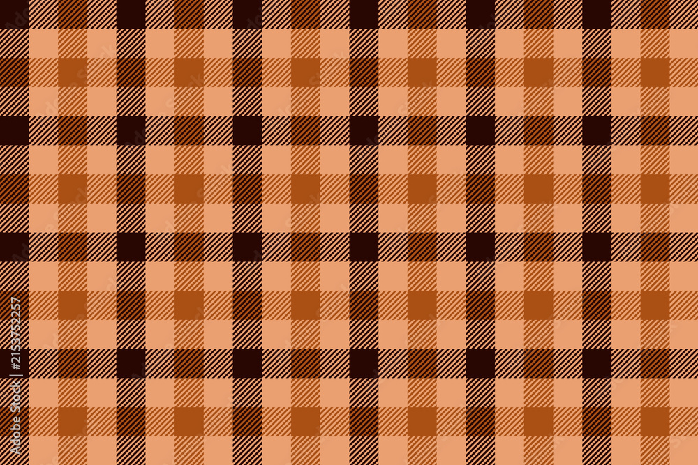 Seamless autumn fall plaid pattern in orange, tan and brown for thanksgiving decor, packaging