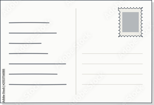 Bild auf Leinwand Blank postcard template with address lines and a postage stamp placeholder for m