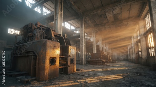 Abandoned Industrial Factory with Rusted Machinery