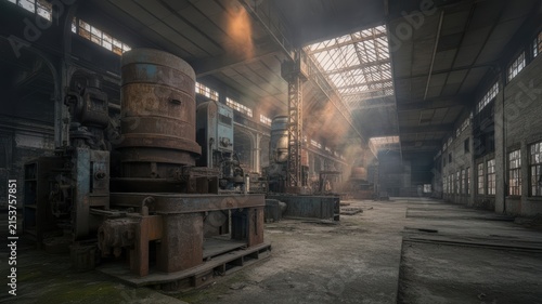 Abandoned Industrial Factory with Rusted Machinery