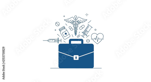 Medical Supplies And Healthcare Icons Symbolizing Services And Medical Professions
