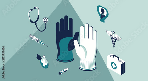 Medical Supplies And Equipment Abstract Illustration Representing Healthcare and Medicine