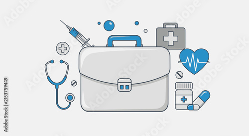 Medical Supplies And Equipment Depicted With Healthcare And Professional Elements Vector