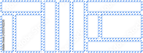 Collection of Various Rectangular Frames with Dashed Borders, Dashed Rectangle Border Frame Set for Labels Posters Packaging and Modern Graphic Design